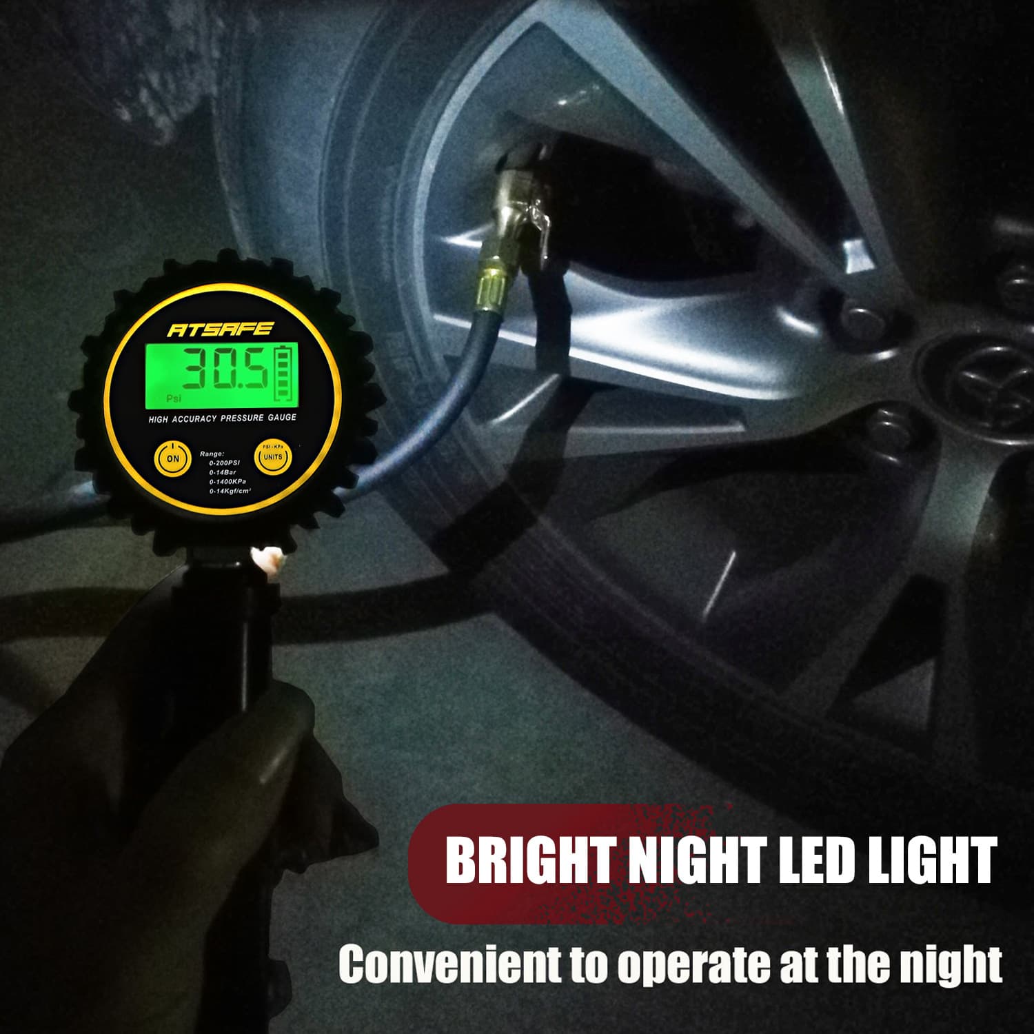 Amazon Hot-sale Electronic Tire Pressure Gauge Digital Inflator Gauge Deflatable Backlit Tire Pressure Gauge