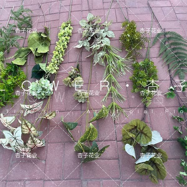 Green Korean Wedding Flowers White-Green Artificial Flowers Fresh Forest Wedding Theme Greenery Green Leaves Hanging Rice