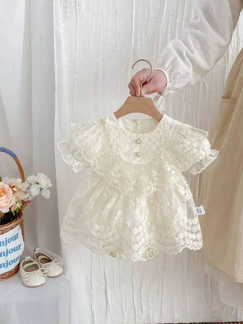 Baby Bodysuit Summer Girl Sweet Princess Dress Birthday Party Outfit Newborn Cotton Romper