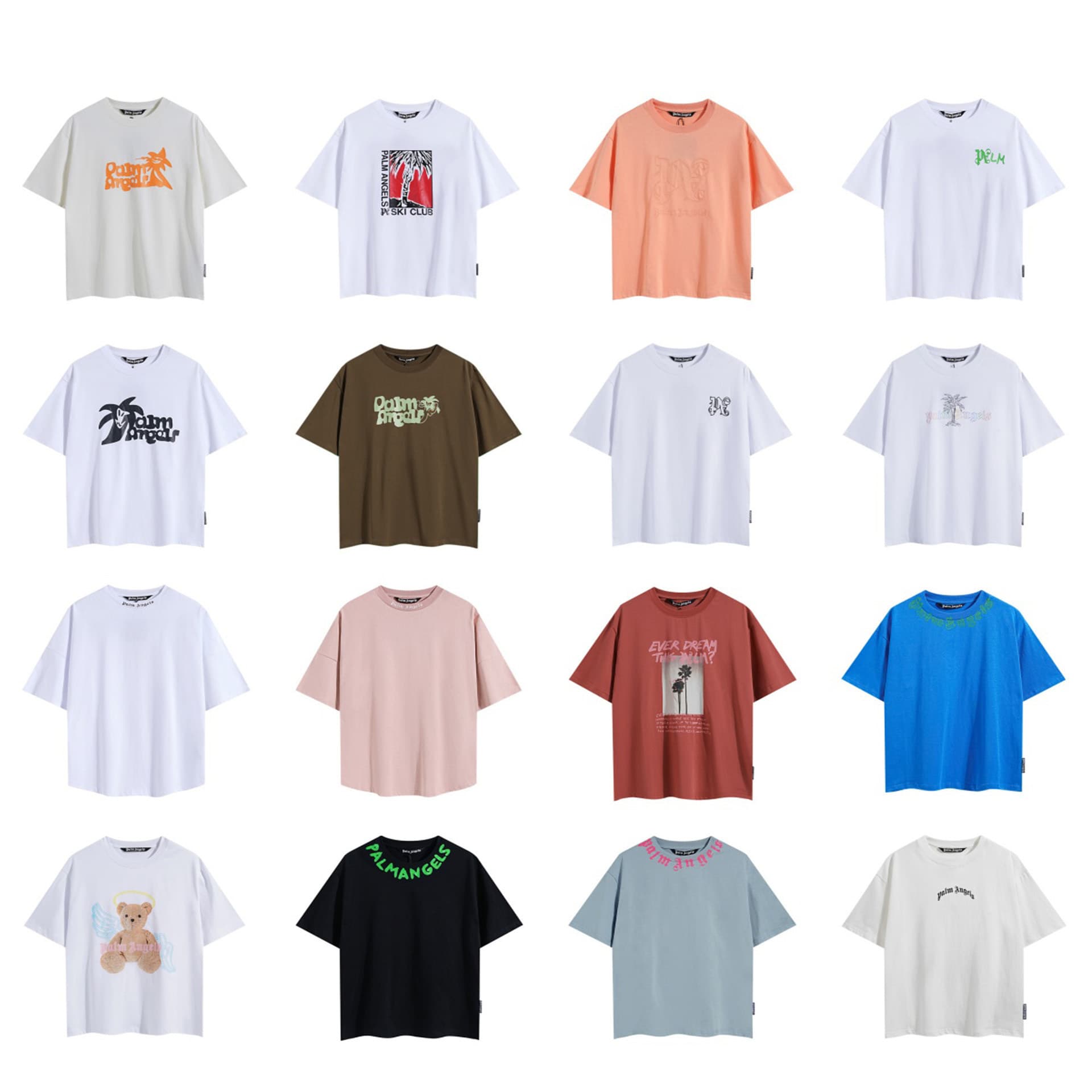 High-Quality Export Version Angel Short Sleeve T-Shirt with Large Back Letter Logo Print, Couple Fashion Loose Fit Shirt