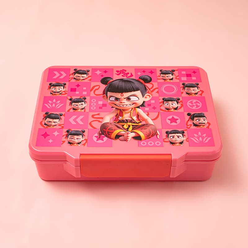 Western-Style Lunch Box with Utensils, Cartoon Pattern, Student Kids Lunch Box, Bento Box, Picnic, Large Capacity, Compartment, Rice Bowl