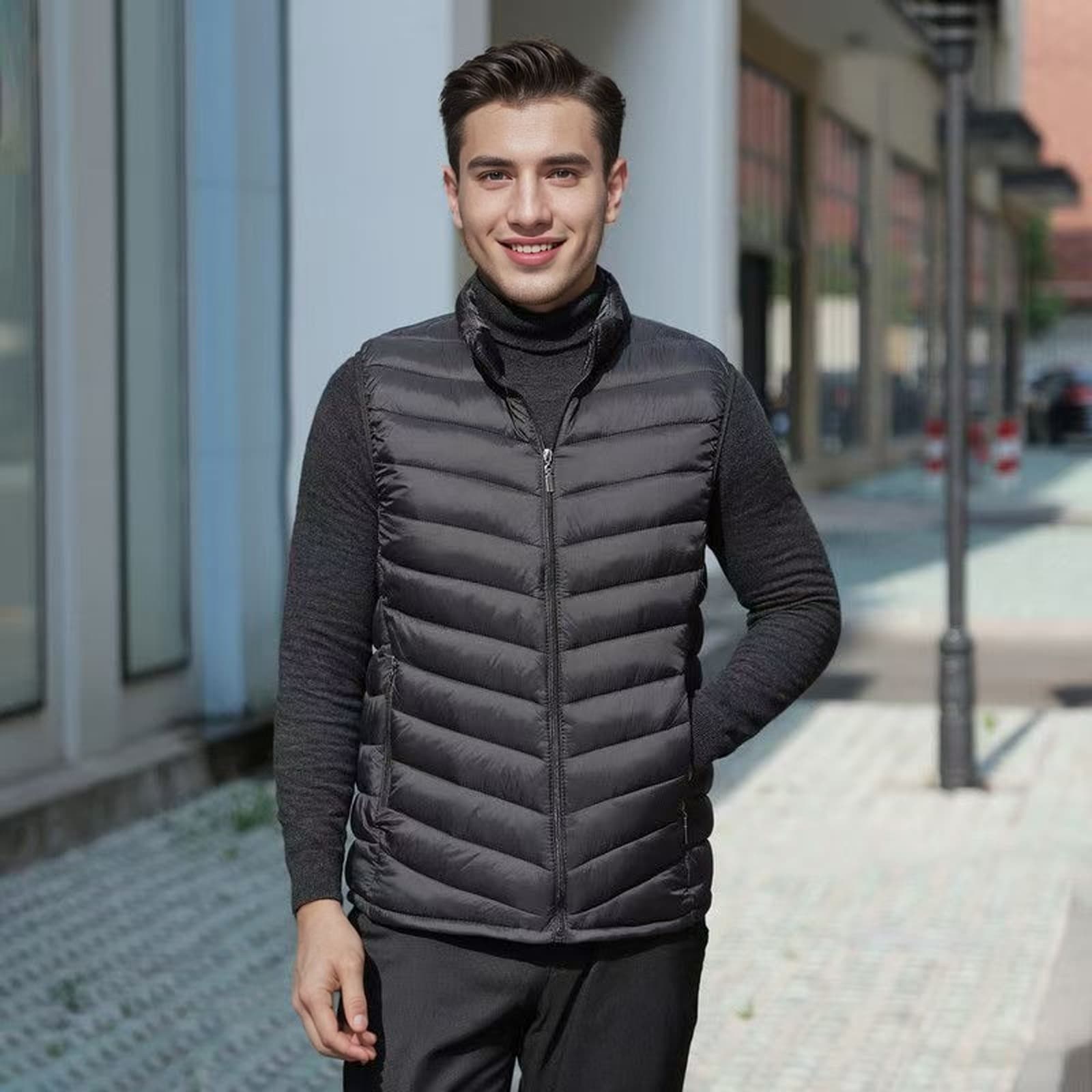 Trade Autumn/Winter Men's Vest, Cold-proof Stand-up Collar Dad's Large Size Lightweight Cotton Jacket, Men's Warm Waistcoat