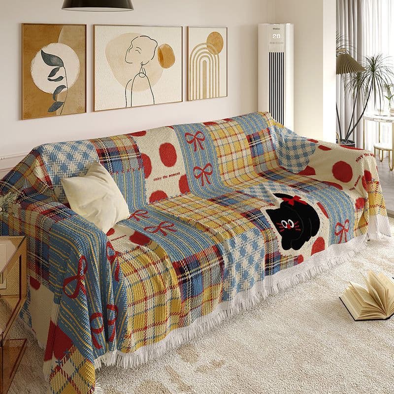 Cartoon new cute sofa throw, universal sofa pad, one-piece fully covered slipcover, dust-proof anti-slip all-season blanket