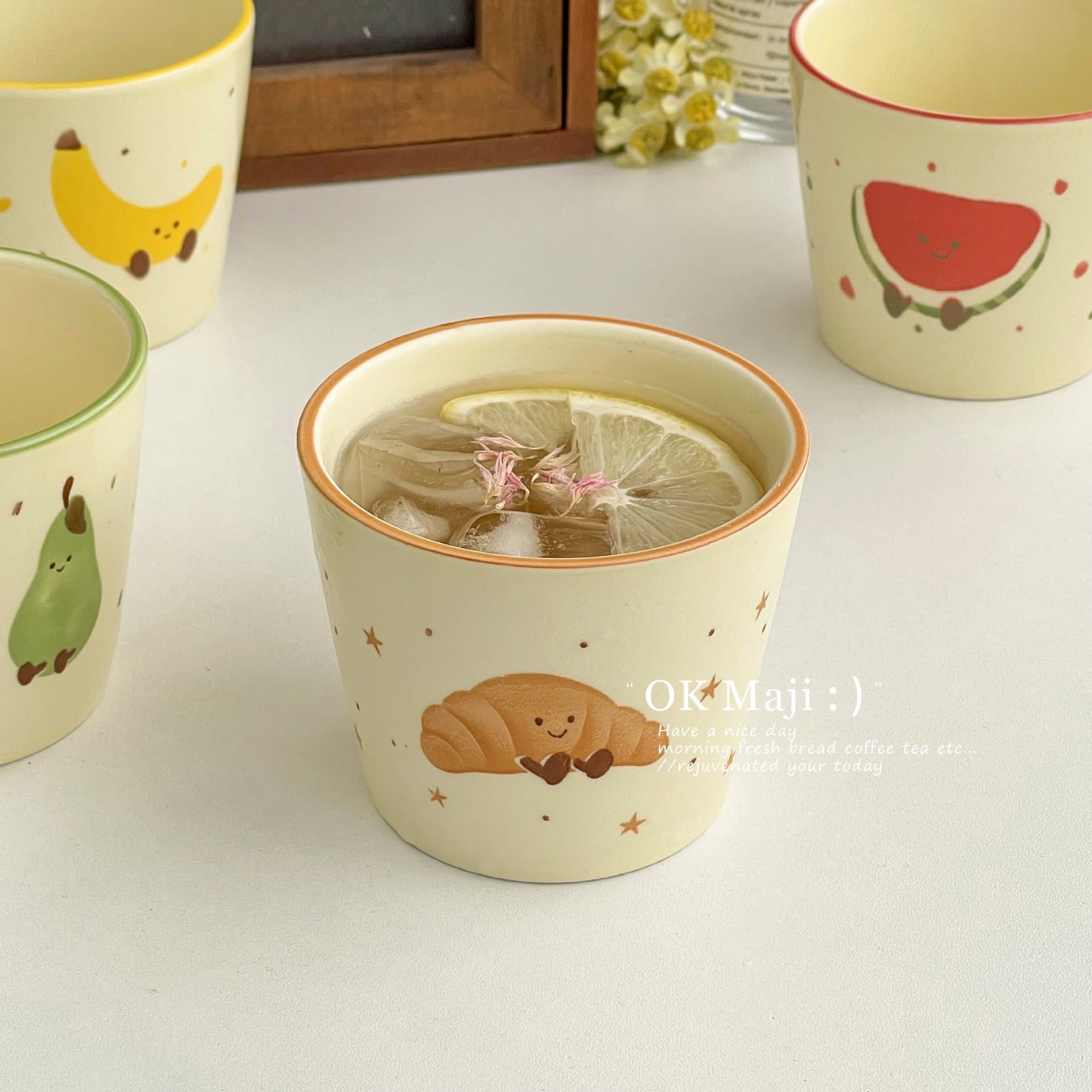 Ceramic coffee hand cup, beautiful drinking cup, mug, girl's good-looking oatmeal breakfast cup, couple's cup pair