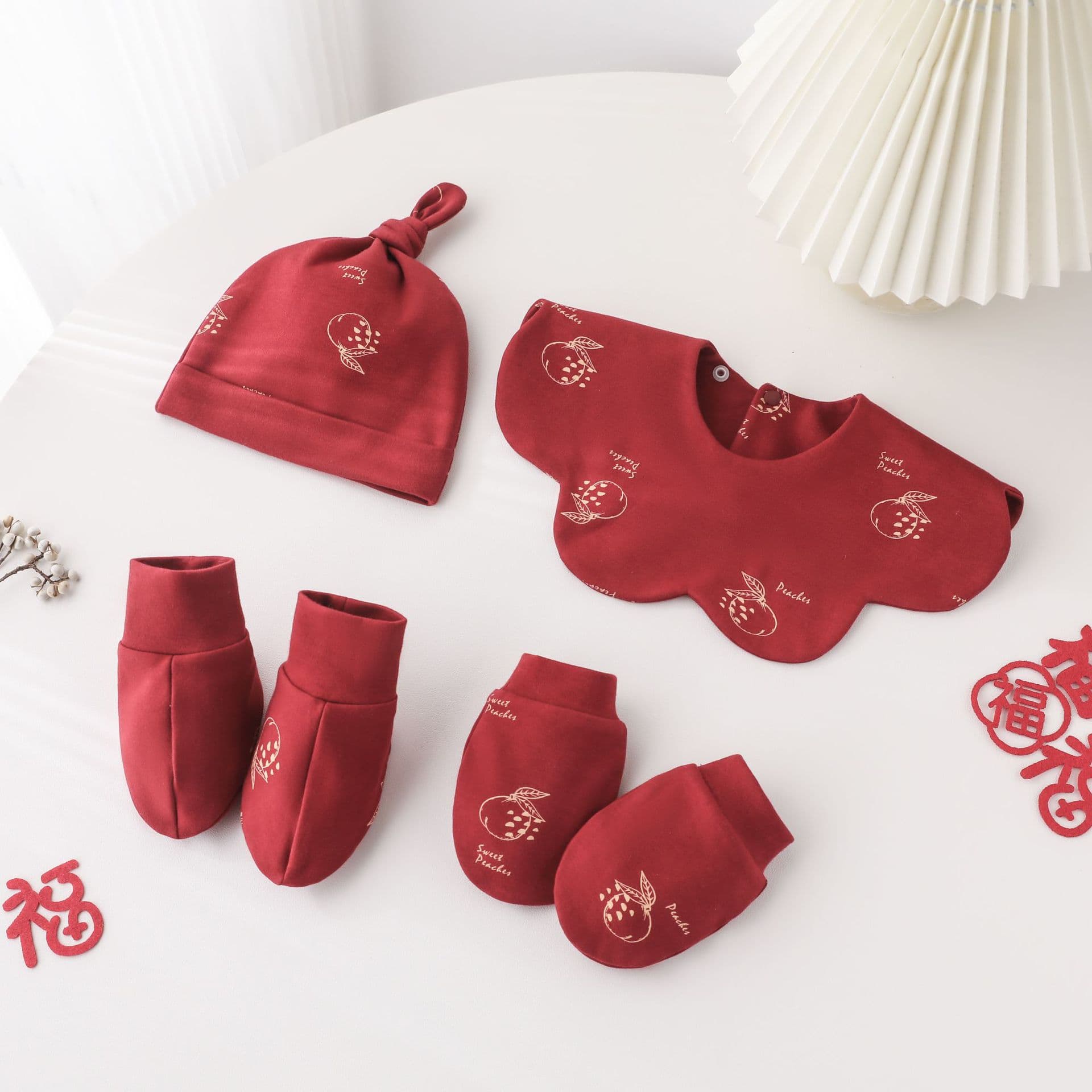 New Spring/Autumn Baby Newborn Hat Class A Waterproof Bib Set for Newborns Gift for New Baby