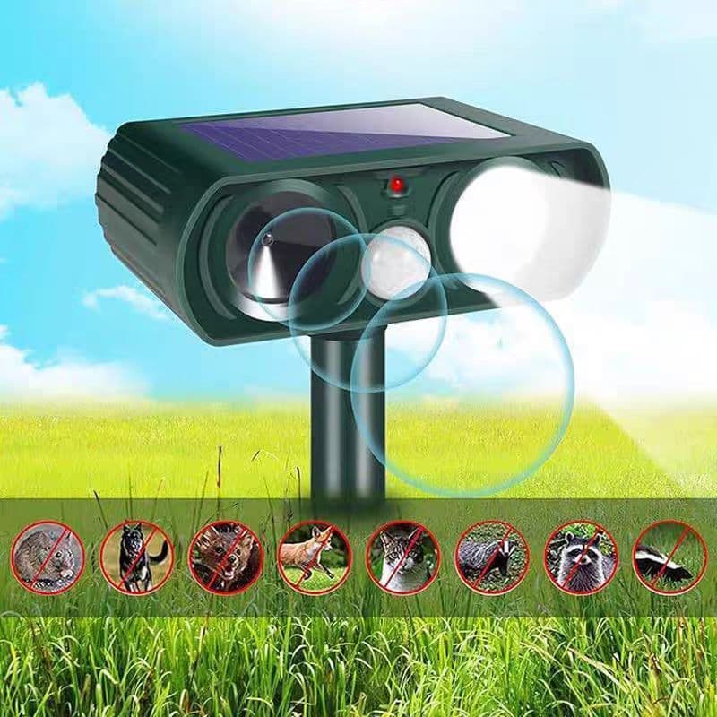 Animal Repeller Solar Powered Electronic Ultrasonic Pest Repeller for Rats, Cats, Dogs, Birds - Cross-Border Trade