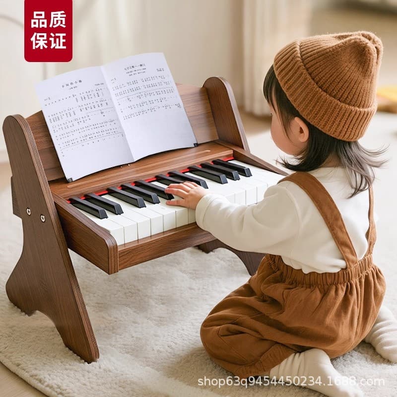Children Wooden Small Piano Electronic Keyboard Beginner Starter Baby Infant Toy Boys Girls First Birthday Gift