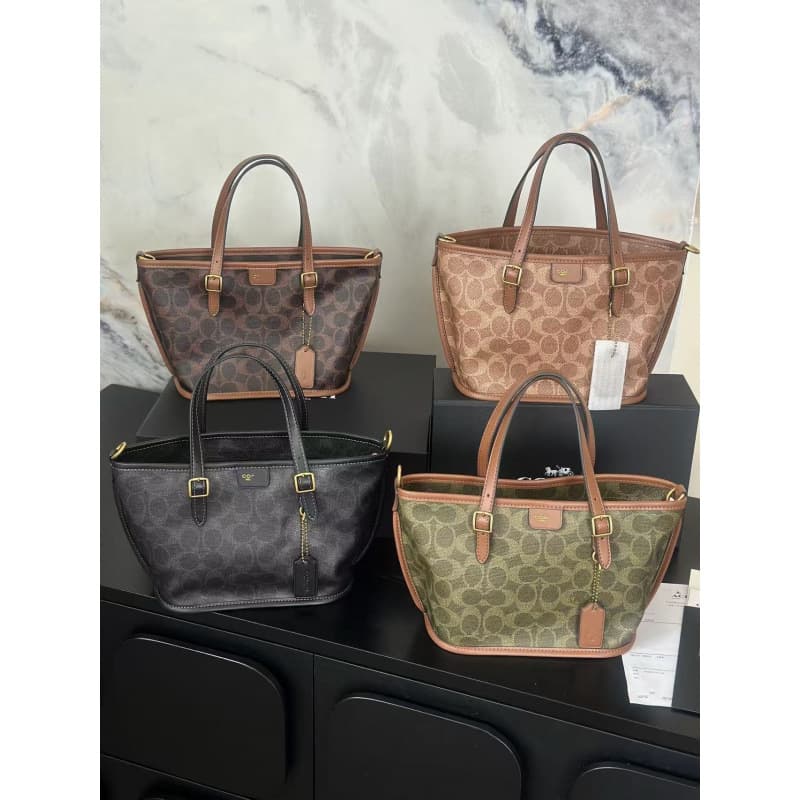 Coach C women's bag taxi tote vegetable basket presbyopia handheld tote bag retro shopping bag shoulder crossbody bag