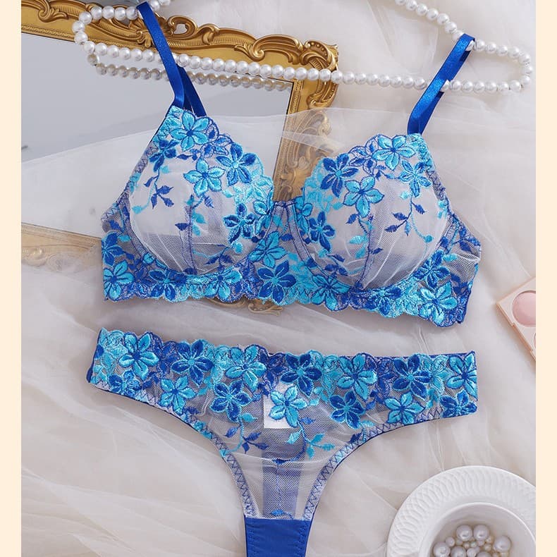 Sexy Bra Set Cross-border Europe and America Hot Selling Uniform Pure Desire Lace Push-up Sexy Lingerie Set