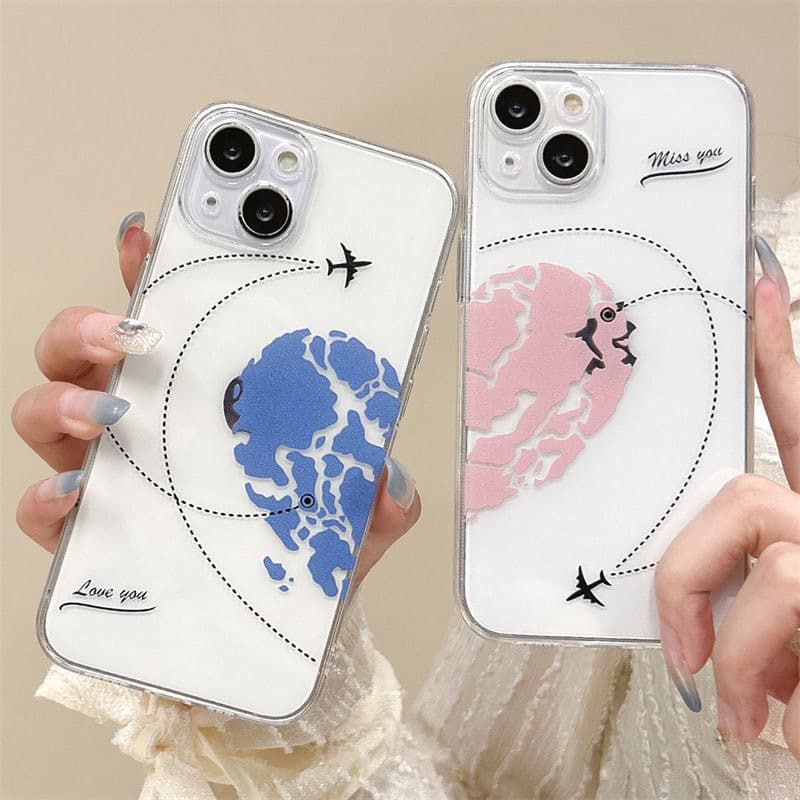 Transparent Creative Love Heart iPhone 14 Case Couple Apple 13 Pro Max Soft Shell Anti-Fall Personality Customizable Cute Fashion