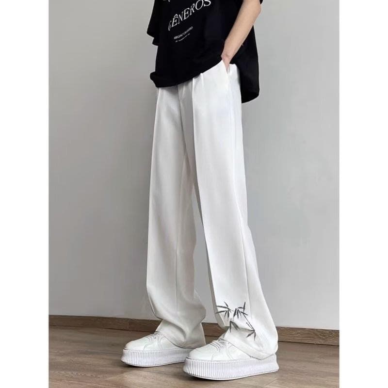 New Chinese Style Casual Pants, Trendy Brand Men's Wide-Leg Pants, Drapey, High-End Trousers, Men's Trendy Trousers