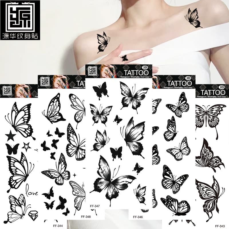 Yuanhua waterproof temporary tattoo manufacturer wholesale wolf head totem text tattoo sticker TEMU cross-border supply