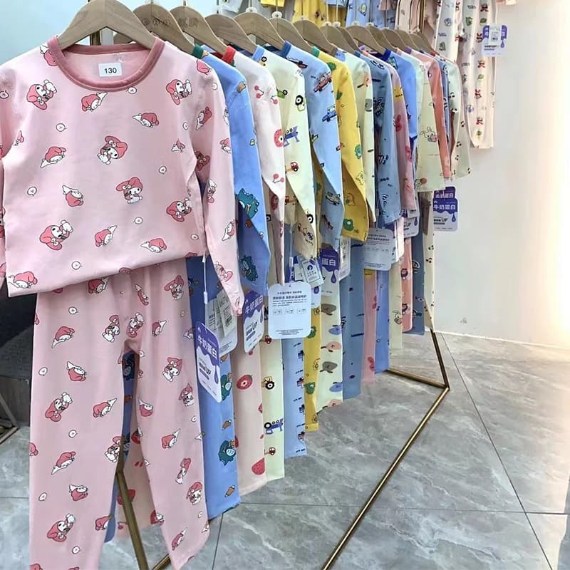 Children Spring Summer Thin Pure Cotton Gauze Pajamas Cotton Gauze Girl Boy Cute Bamboo Panda All Cotton Air Conditioning Homewear