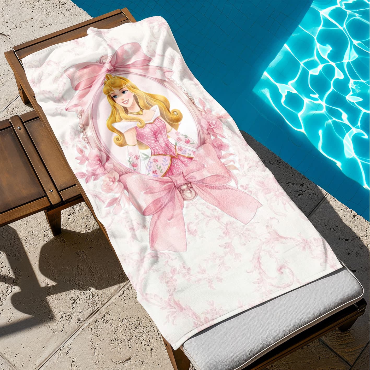 Disney Princess Printed Beach Towel, Quick-Dry Absorbent Kids Bath Towel, Cartoon Bath Towel for Seaside Vacation