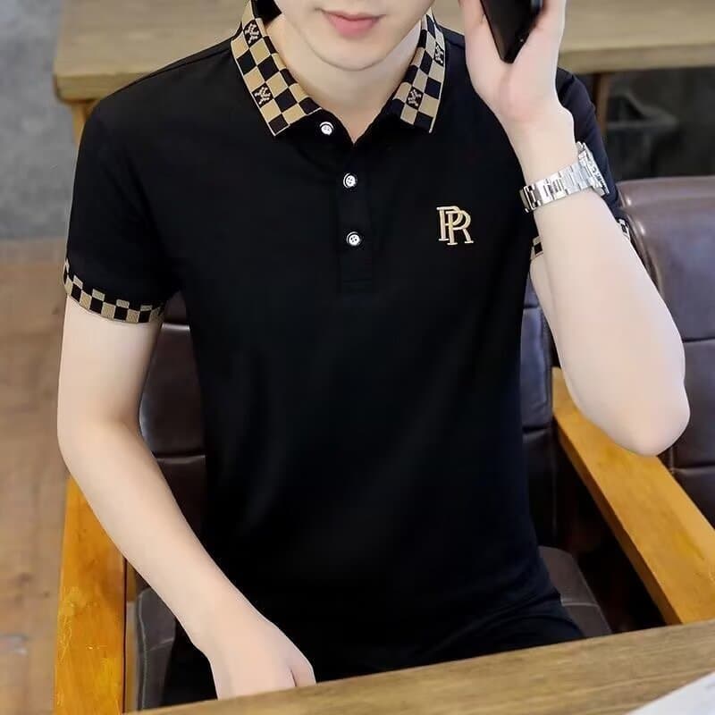 Summer New Men's Short Sleeve T-Shirt Youth Trendy Casual Top Versatile Collar Polo Shirt Quick-Dry Breathable