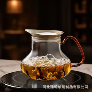 Borosilicate Glass Teapot with Titanium Lid Filter, Tea Infuser for Separating Tea Leaves, Suitable for Electric Ceramic Stove