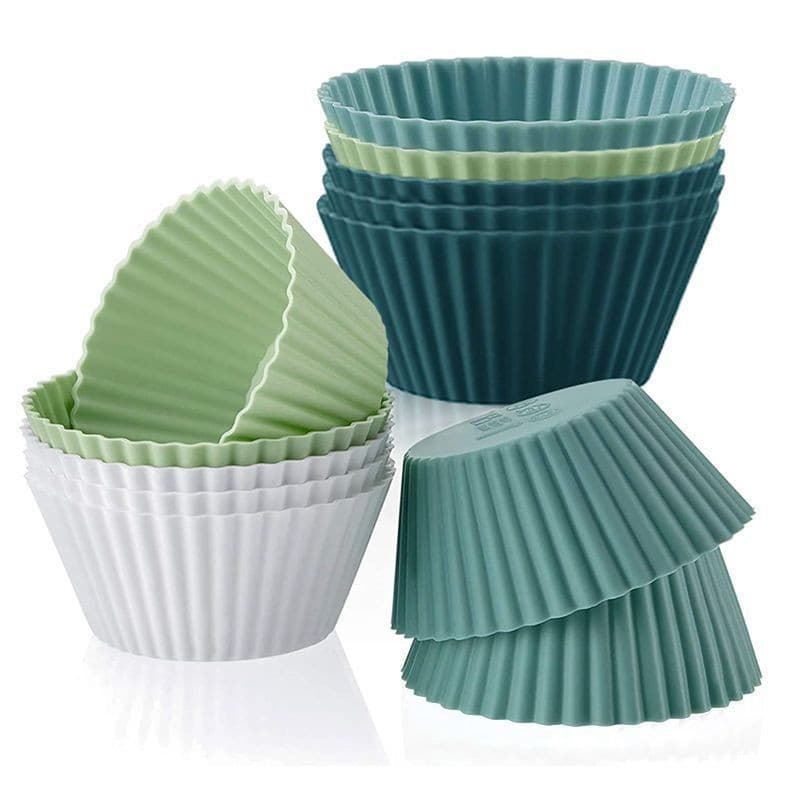 Silicone Muffin Cup Mold 12-Pack, Small Cake Baby Food Rice Cake Steamed Sponge Cake Mold, Silicone Muffin Wholesale