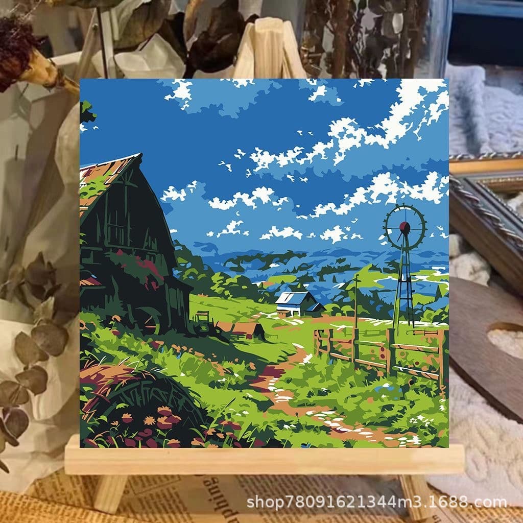 Rose Digital Oil Painting Landscape 20x20 DIY Hand-Painted Oil Painting Healing Decorative Painting Factory Wholesale