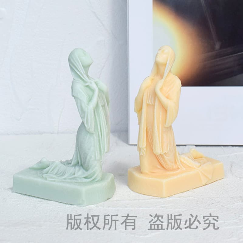 Head-Up Girl Aromatherapy Plaster Silicone Mold DIY Kneeling Girl Scented Candle Resin Epoxy Silicone Mold