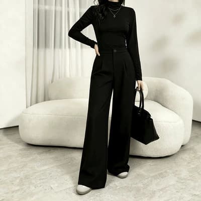 High-waist suit trousers for women, slim wide-leg trousers, straight trousers for small people, commuting trousers, casual cross-border foreign trade women's clothing