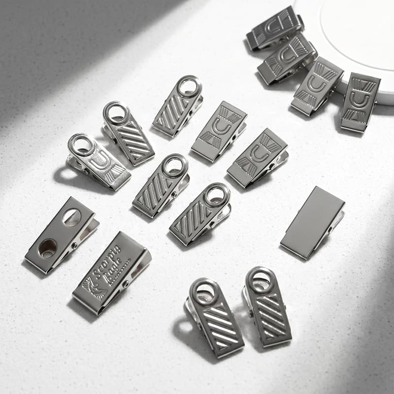 Two-Hole Single-Hole Badge Clip Metal Card Holder Clip ID Card Clip Work Badge Chest Clip Curtain Clip Wholesale