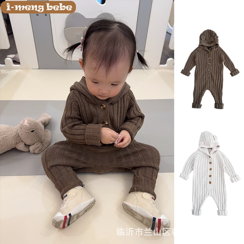 Hooded Knit Category A Baby Romper Jumpsuit for Boys and Girls, Newborn Infant Clothes, Spring Autumn Winter Sleepwear