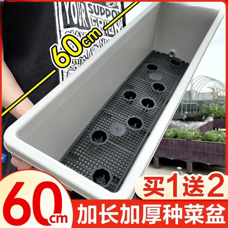 Rectangular Plastic Flower Pot for Strawberry Planting, Home Vegetable Growing Box, Long Strip Balcony Planter, Horen Painted Other