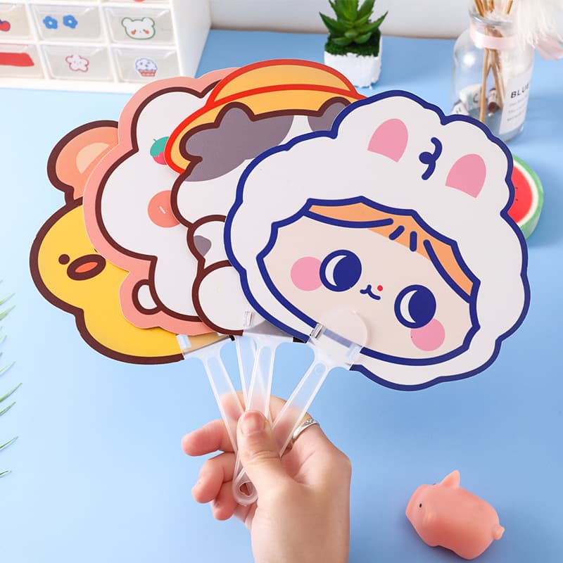 Cartoon Animal Handheld Shaped Fan for Kids, Student Gift Small Round Fan, Summer Portable Hand Shake Fan
