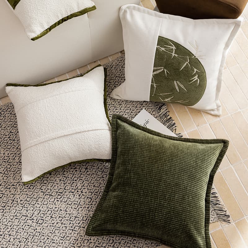 Green Bamboo Vintage Style Sofa Pillow Hotel Sample Room Living Room Bed Head Pillowcase Modern Simplicity Polyester Fabric