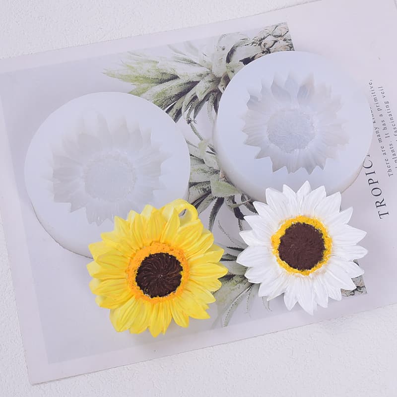 Sunflower Flower Silicone Mold with/without Holes DIY Fondant Cake Mold Candle Aroma Plaster Mold