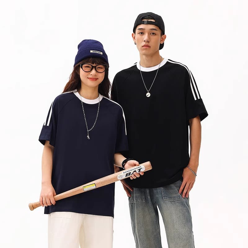 Customized Pure Cotton T-Shirt Short Sleeve Work Uniform Printed Logo Cultural Shirt DIY Embroidery Shoulder Color Block