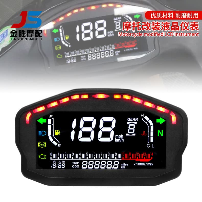 Motorcycle Modified LCD Instrument Panel Ducati Dashboard Speedometer Tachometer Water Temperature Fuel Gauge Odometer 12V
