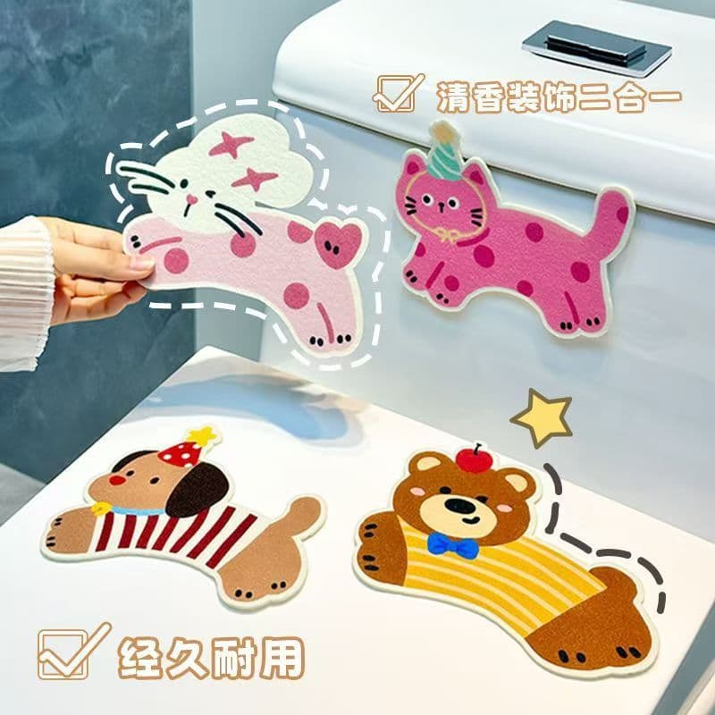 New cartoon self-adhesive toilet deodorizing sticker, creative bathroom decorative sticker for odor elimination and scent