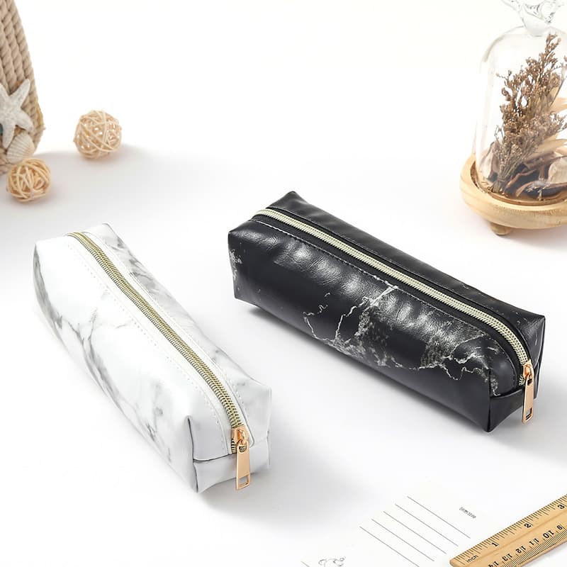 Korean-style Ins Marble Business Office Leather Stationery Bag Student Pencil Case Pencil Box School Prize Stationery Box