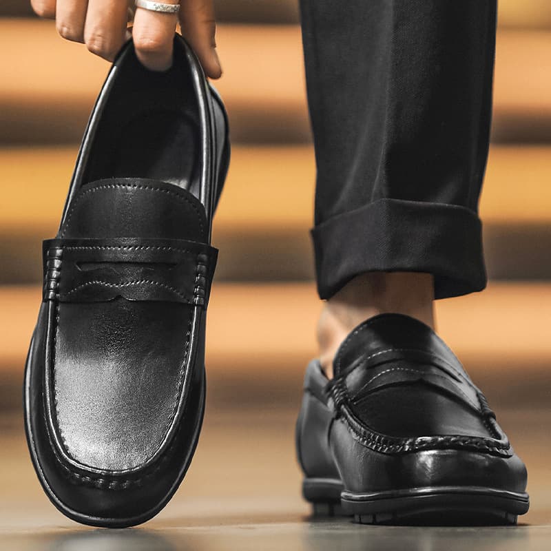 Spring new men's shoes, soft-soled slip-ons, penny loafers, men's trendy leather shoes