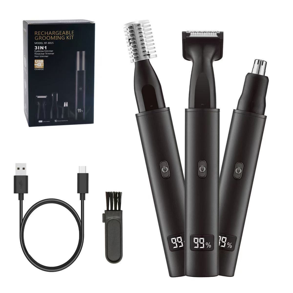 Cross-border Electric Nose Hair Trimmer 3-in-1 Multi-functional Nose Hair Shaver Rechargeable Men's Grooming Kit Type-C