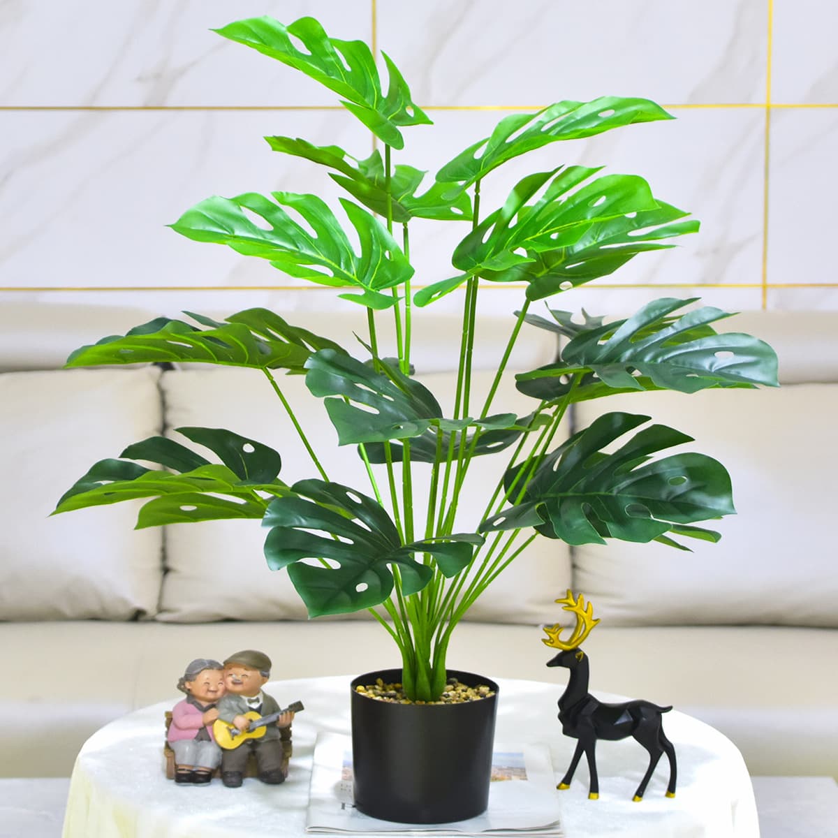 Artificial Monstera Plant 75CM Large Green Leaves Nordic Style Green Potted Plant Home Decor Cross-Border Exclusive