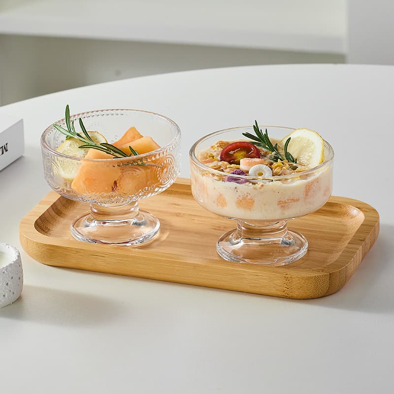 Ins Style Ice Cream Ball Cup Glass Yogurt Bowl Trendy Restaurant Ice Cream Milkshake Pudding Dessert Cup Striped