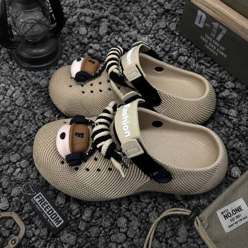 Men's House Slippers, Casual Sandals, Summer Outdoor Thick-Soled Slide Sandals, Closed-Toe Slippers