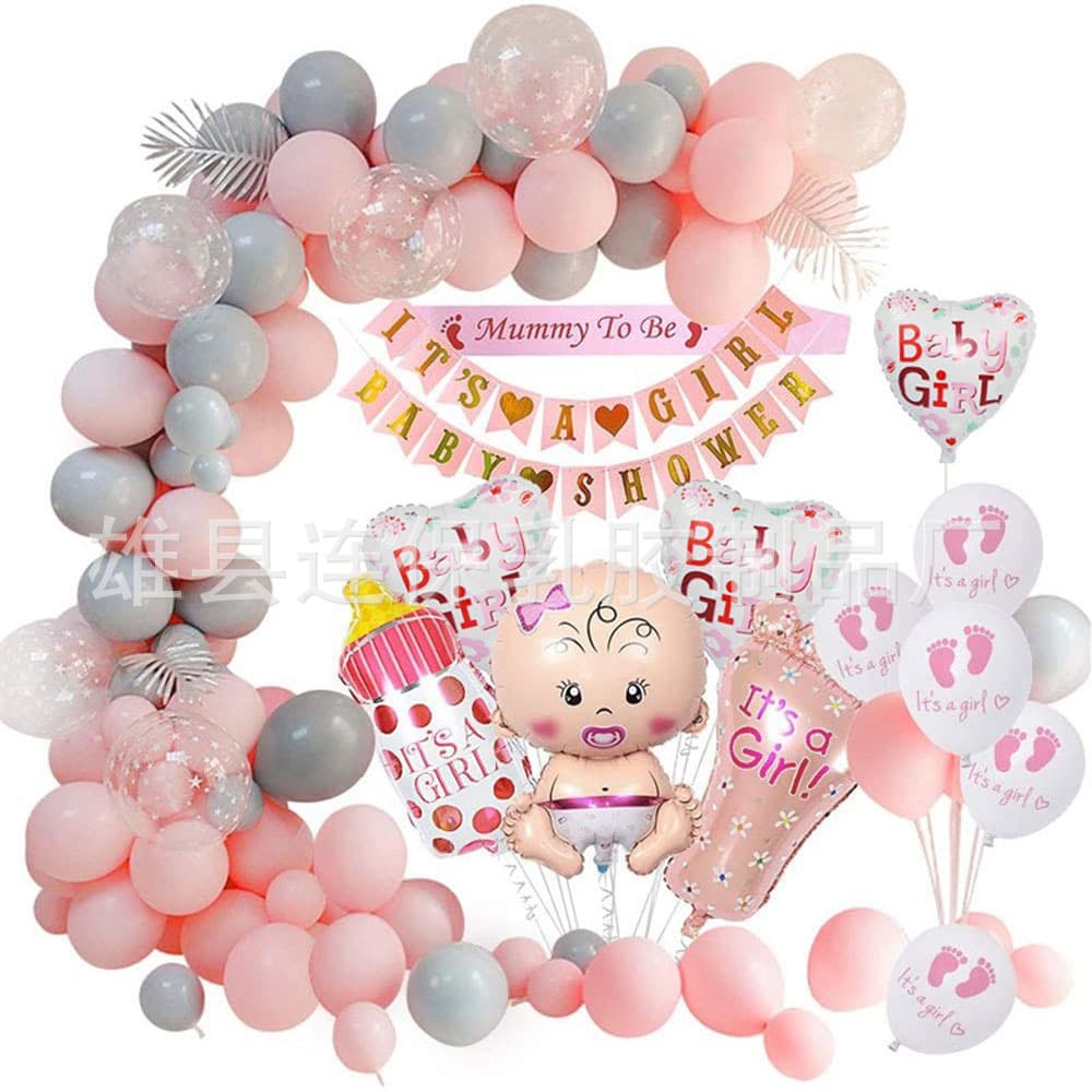 Babyshower Baby Arch Blue Pink Balloon Set Boy Girl Baby Party Decoration Foil Balloon