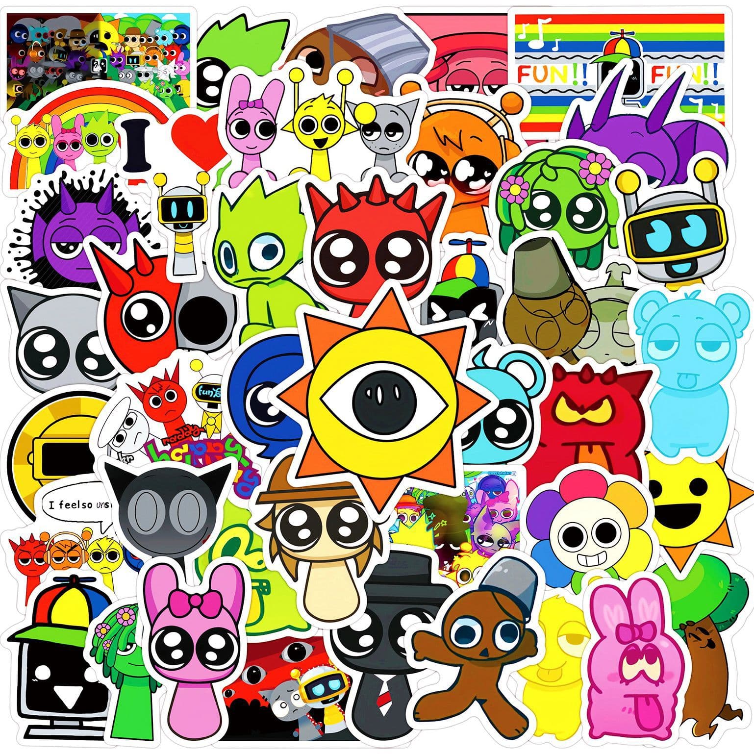 60 Incredibox Plush Rhythm Box Music Game Graffiti Sticker Water Cup Waterproof Decoration Hand Account