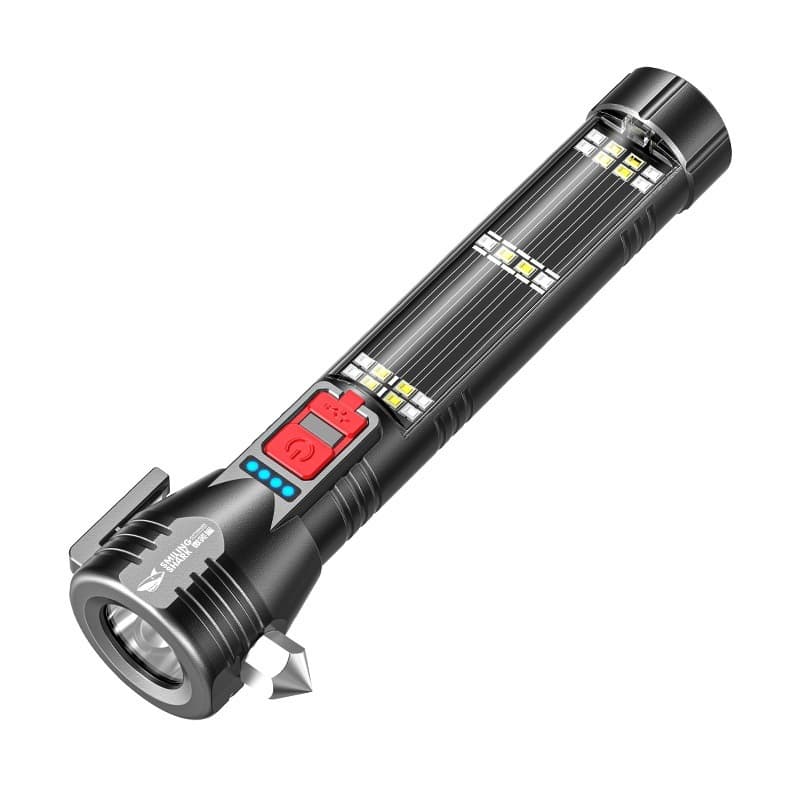 Smiling Shark Car Flashlight, High Brightness, Solar Charging, Magnetic, Window Breaker, Multifunctional Outdoor Emergency Tool