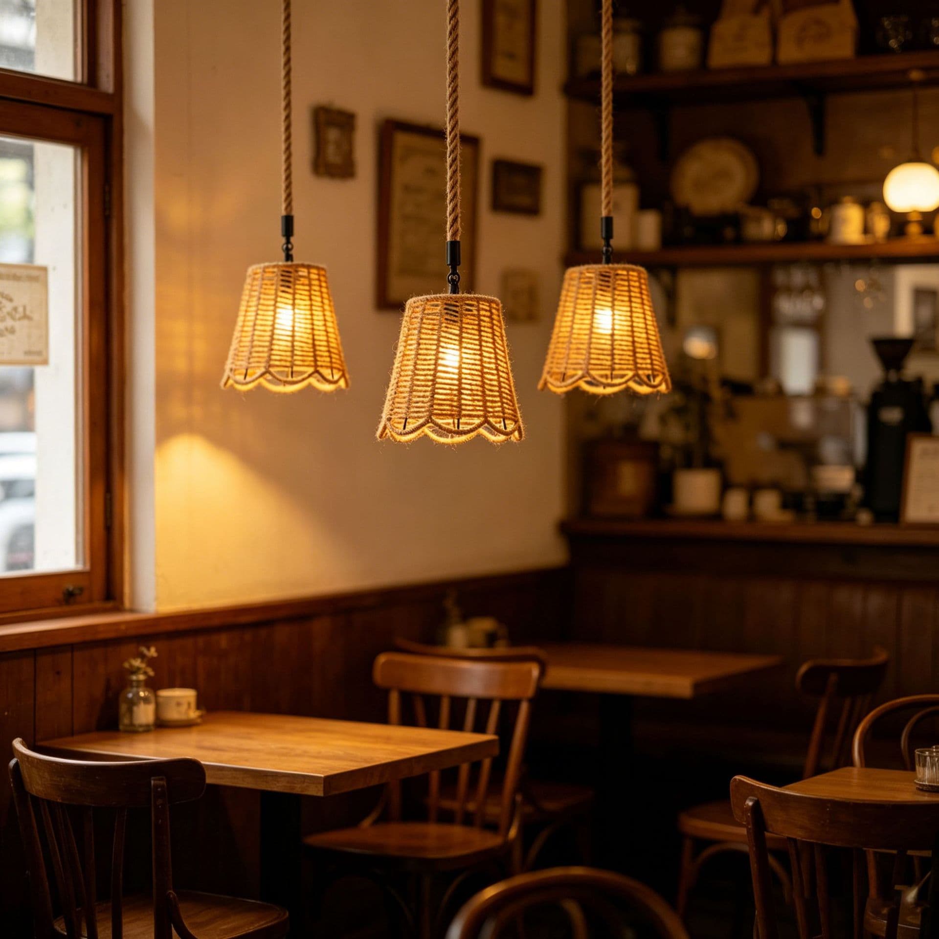 Industrial style lace hemp rope iron chandelier Internet celebrity coffee shop bakery bakery bar retro atmosphere lampshade