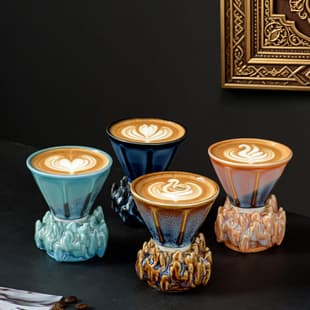 Kiln-Transformed Funnel Chimney Ceramic Coffee Cup Set, Microwave and Oven Safe, Espresso Cup