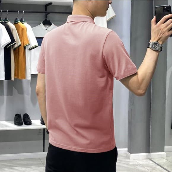 POLO shirt men's handsome summer short-sleeved slim casual solid color men's lapel T-shirt breathable half-sleeved youthful and versatile
