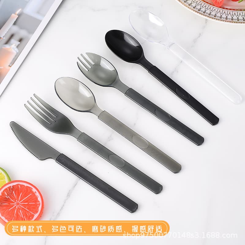 Disposable Plastic Fork Spoon Set Independent Packaging Western Dinnerware Customizable Logo Printed American Style Cutlery