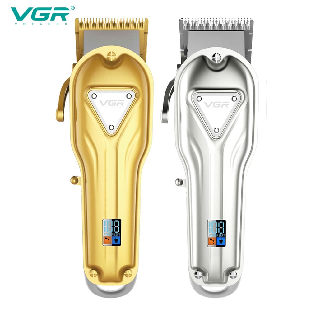 VGR134 Professional Full Metal Rechargeable Hair Clipper High Power with LCD Oil Head Electric Pusher Hair Trimmer