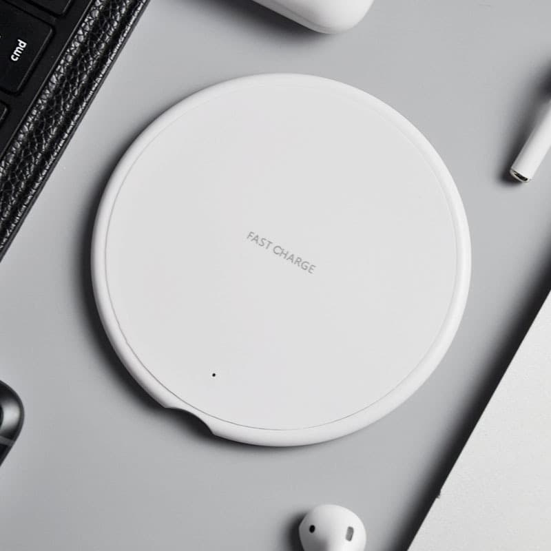 Ultra-thin Round KD20 Plastic 10W QI Standard Wireless Charger Gift Wholesale for Apple and Huawei Fast Charging