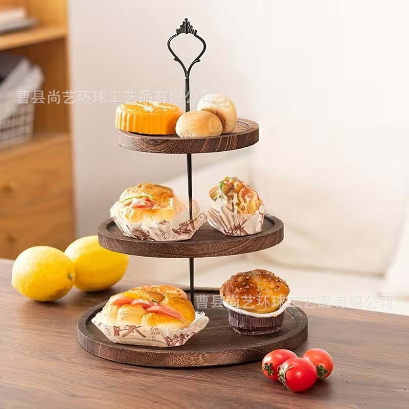 Creative Wooden Wedding Dessert Table Tray Decoration Multi-Layer Display Stand Cake Stand Wooden Round Display Tray