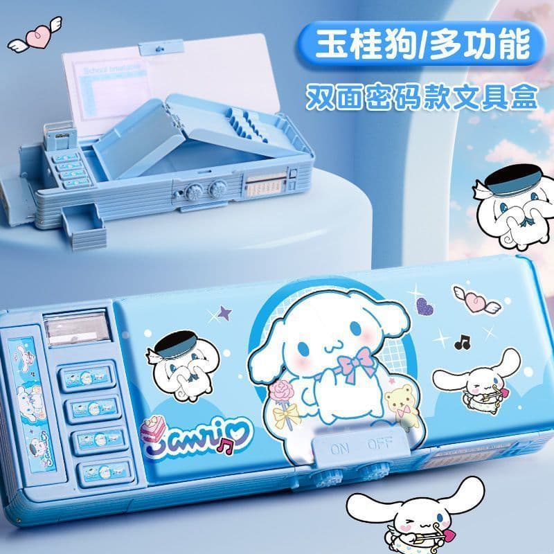 New Multifunctional Pencil Case for Elementary Students, Large Capacity Pencil Box for Girls, High-Tech Password Lock Mechanism Pen Case